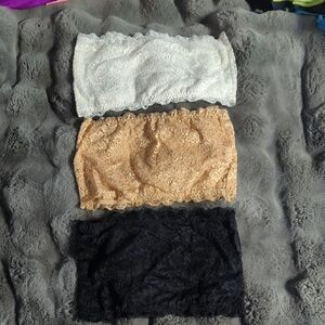 Lace Bandeau Set - White, Tan, Black